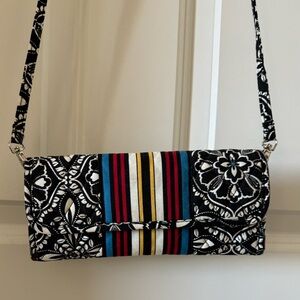 Vera Bradley Black and White Floral Clutch Crossbody Purse